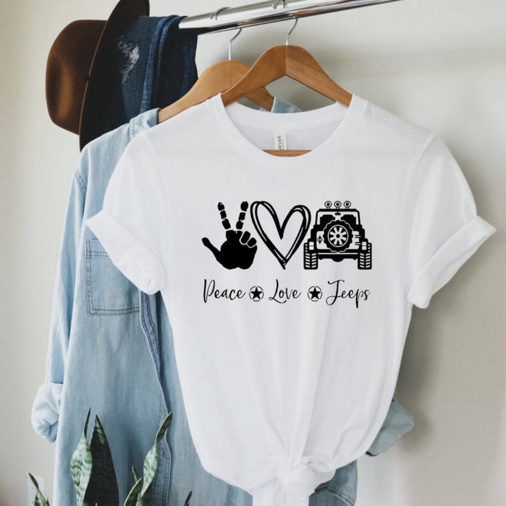 Vintage Jeep Shirt, Peace Love Jeep Unisex Tshirt,  Jeep Life, Shirt For Women